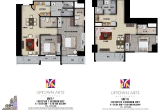 Executive Two Bedroom Loft Unit Layout Uptown Arts Residence  Preselling Condo For Sale in Bonifacio Global City BGC