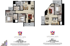Two Bedroom Unit Layout Uptown Arts Residence  Preselling Condo For Sale in Bonifacio Global City BGC